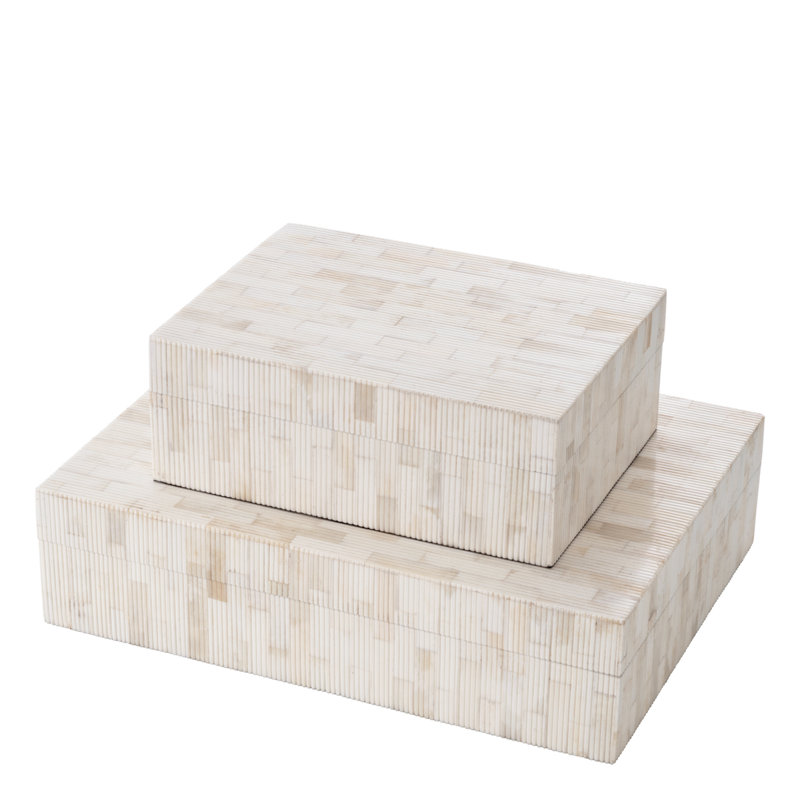 Scoop Handmade Bone Decorative Box, 4.33" H x 16.14" W x 12.4" D