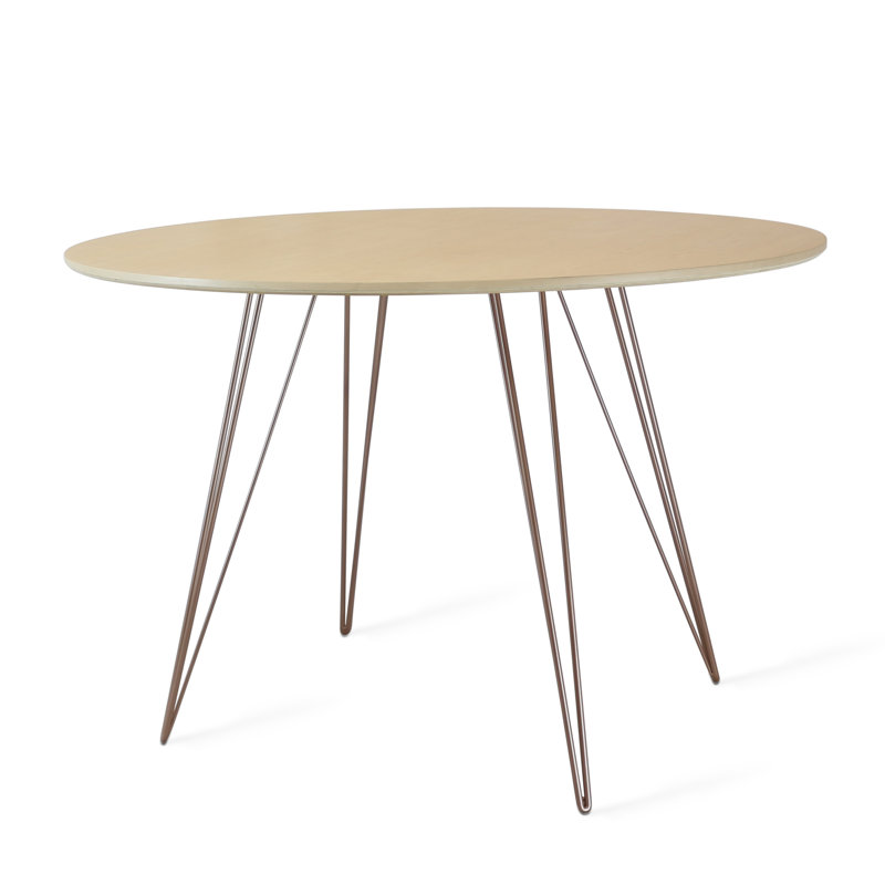 Williams Oval Metal Base Dining Table, Rose Copper, 30" H x 46" L x 40" W, Natural