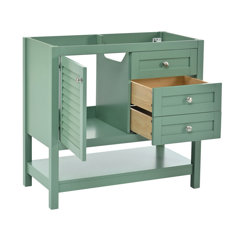 Armoire de rangement pour salle de bain sans lavabo, meuble-lavabo autoportant de 36 po avec portes et 2 tiroirs, porte de tiroir moderne en bois massif, technologie de la structure