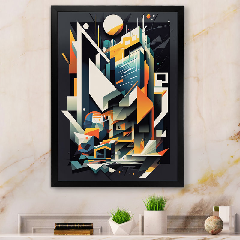 «Geometric Graffiti II», reproduction sur toile, L 30 po x H 40 po, Impression noire sur toile encadrée