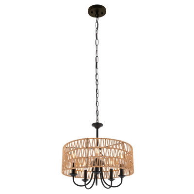 5-Light Bohemia Chandelier Height Adjustable For Dining Rooms, Living Rooms, Kitchens