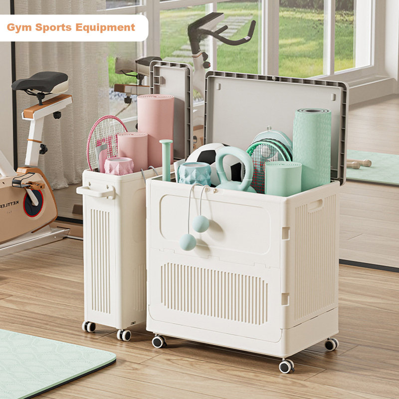 Plastic Rolling Cabinet Laundry Hamper with Handles