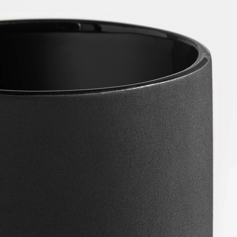 Flange Ceramic Table Vase, Black, 15" H x 7" W x 7" D
