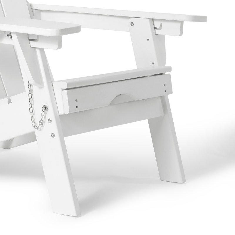Laguna Outdoor Folding Adjustable Adirondack Chair With Cup Holder & Hideaway Ottoman (Set Of 2), White