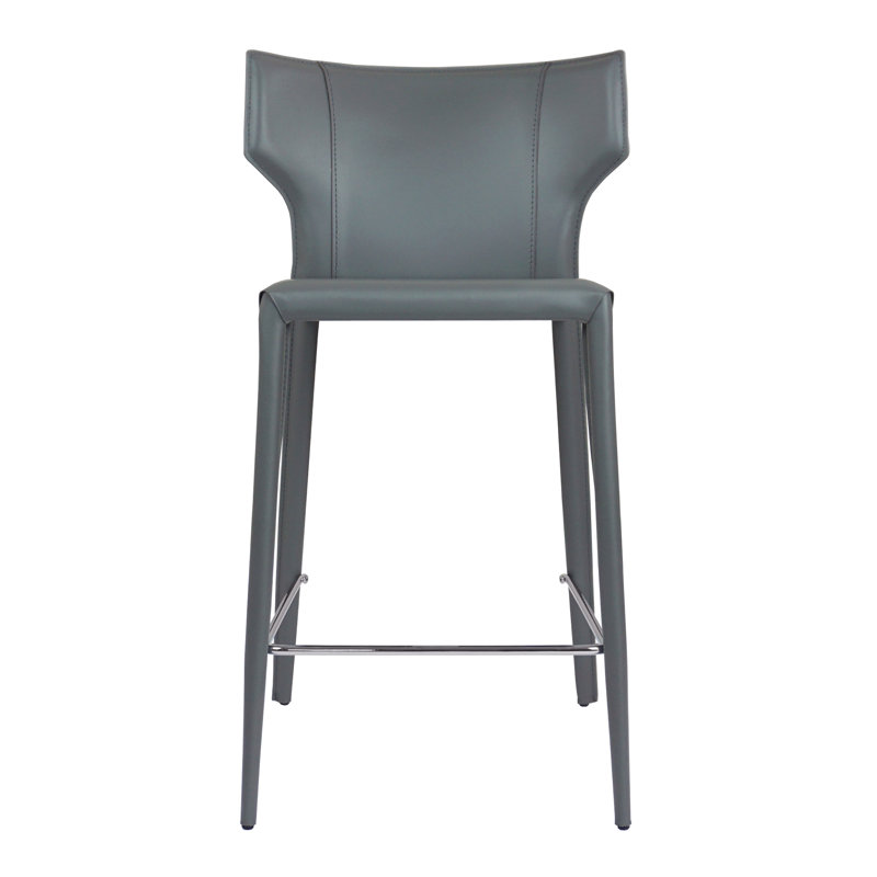 Katlyne Upholstered Counter Stool with Metal Frame, Gray