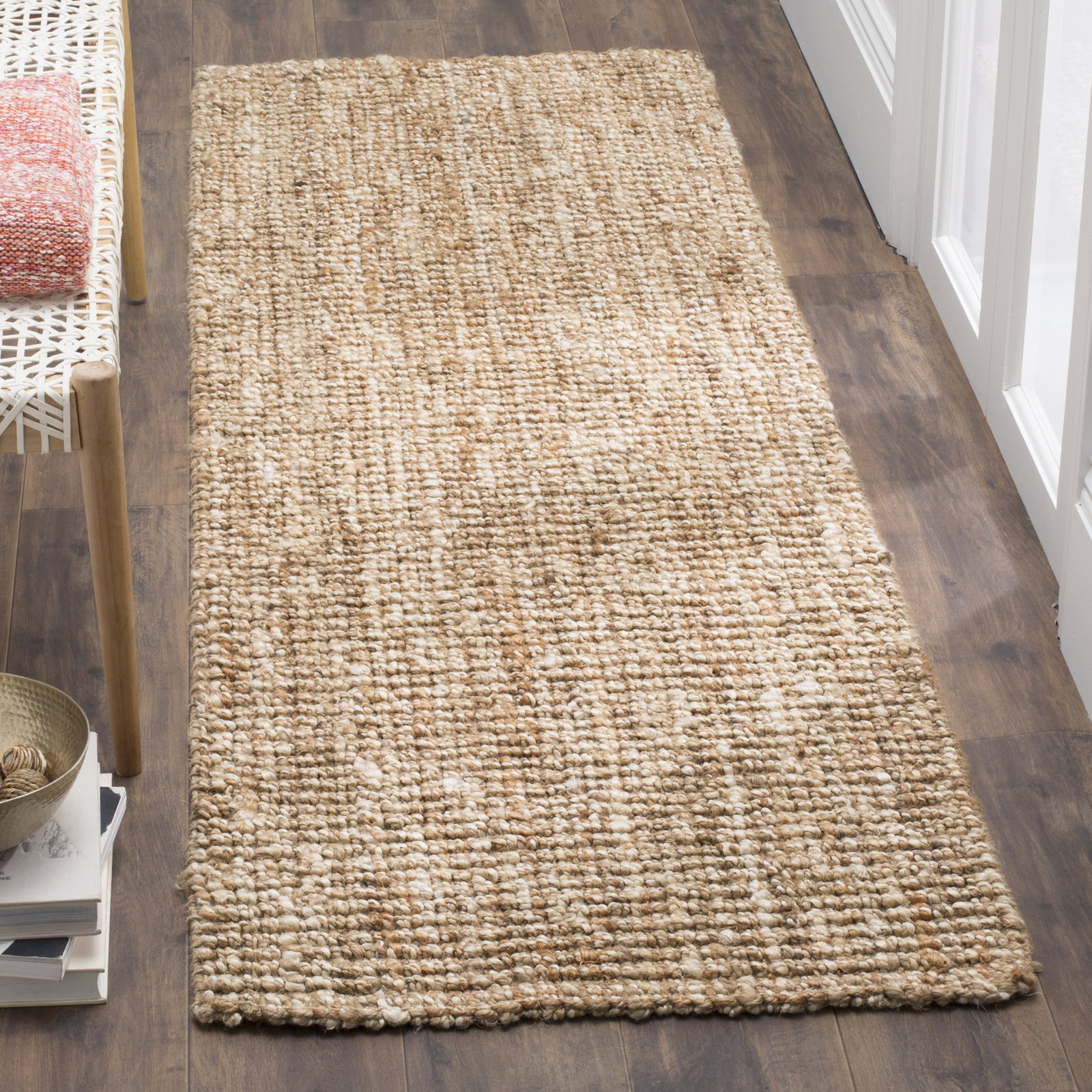 Alda Natural Ivory Hand-Woven Jute Rug, Runner 2'6" x 12'