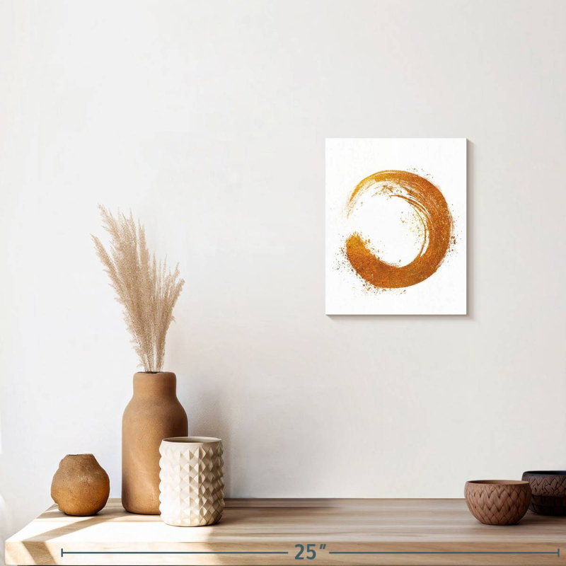 Gold Flecks Zen Circle On Canvas Print, 10" H x 8" W x 1" D