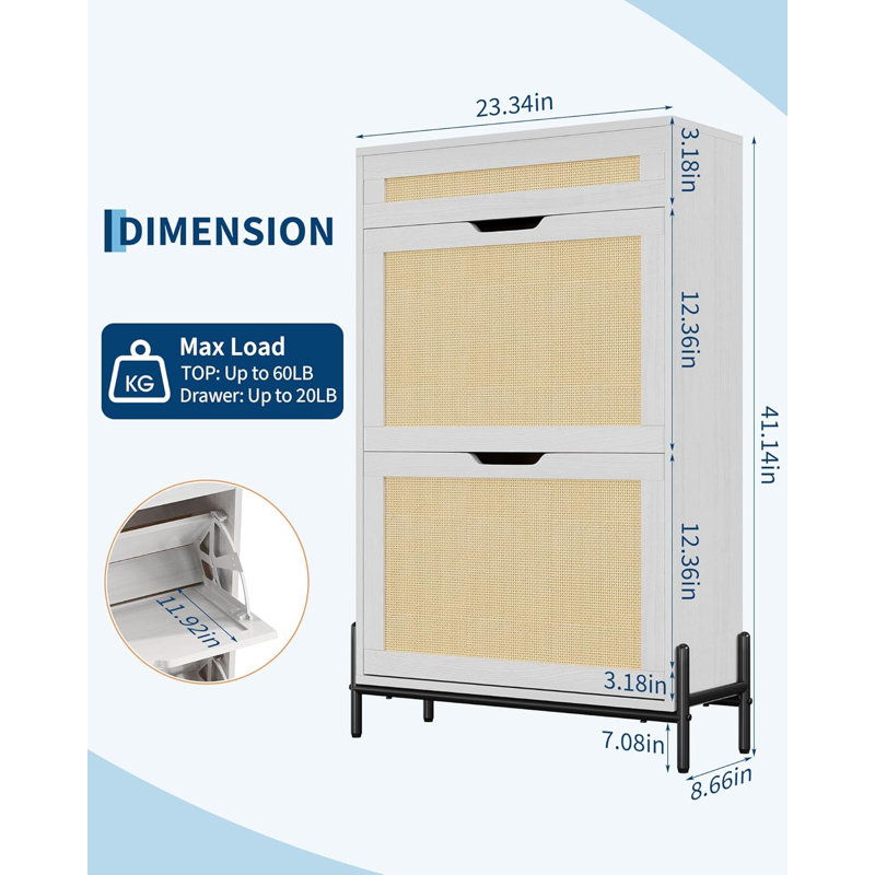 Shoe Storage Cabinet, White