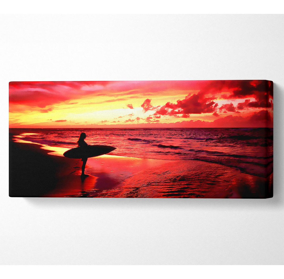 Rotes Surfer Girl Panoramaleinwand