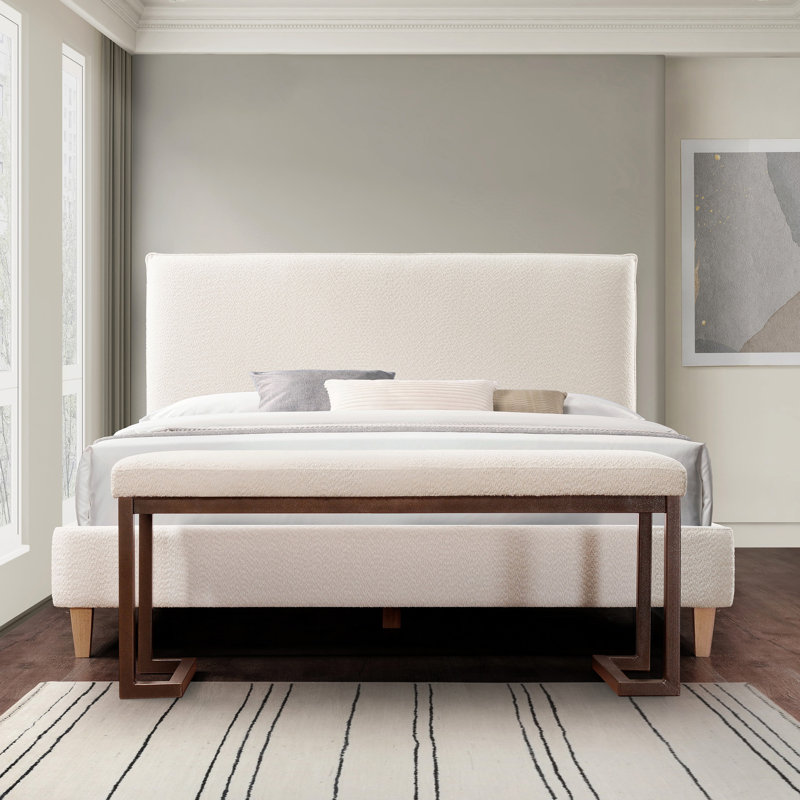 Banc rembourré blanc perle Pearl