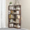 Bibliothèque de coin autoportante en forme de L à 5 niveaux de 90 cm (35,43 po) pour le salon, la chambre à coucher, la bibliothèque de bureau à domicile avec panneau anti-chute et dispositif anti-basculement, rangement ouvert