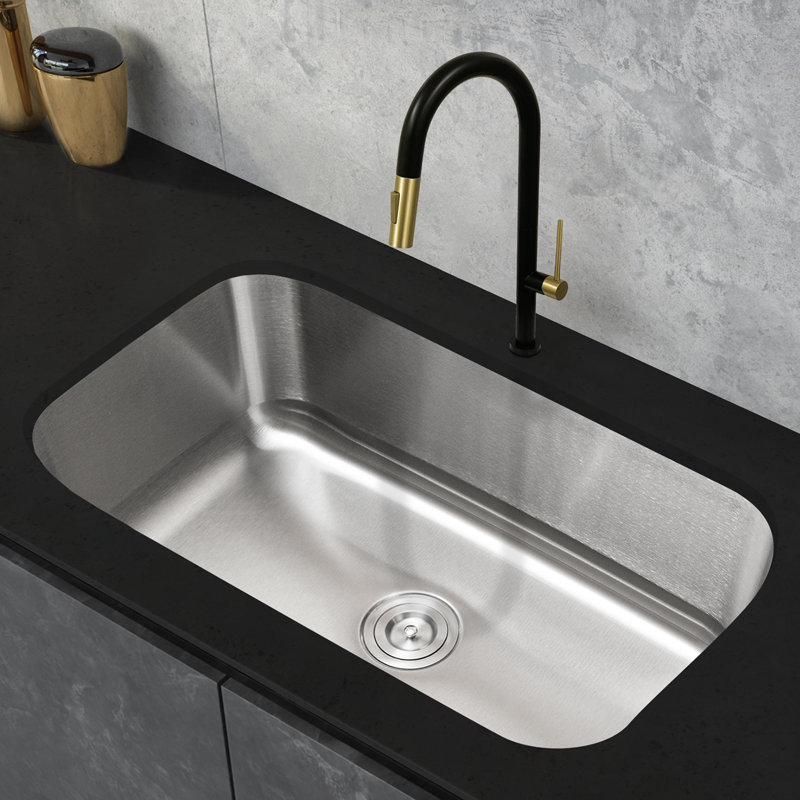 Évier de cuisine en acier inoxydable à simple cuve encastrable de calibre 18 KBFmore Classic, L 30 po x l 18 po x P 9 po
