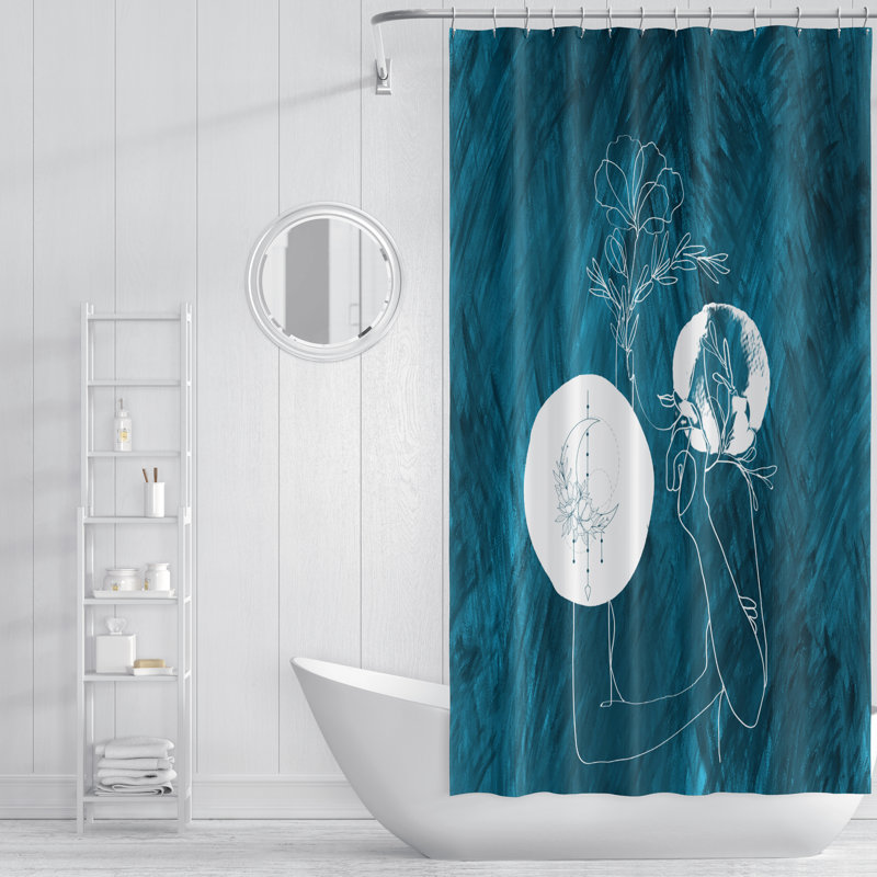 Rideau de douche 1 pièce + crochets, H 83 po x l 70 po