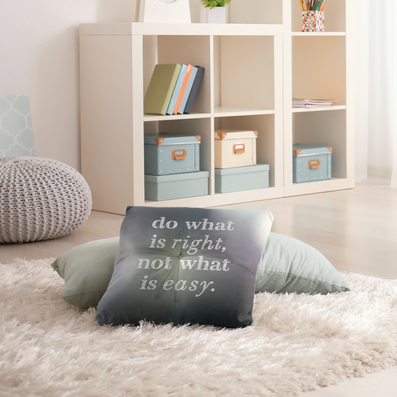Do What Is Right Throw Pillow, 26" H x 26" W, Black/White