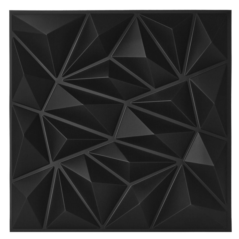 Rodrianna 50 cm x 50 cm Wall Paneling in White (6-pack), Matte Black