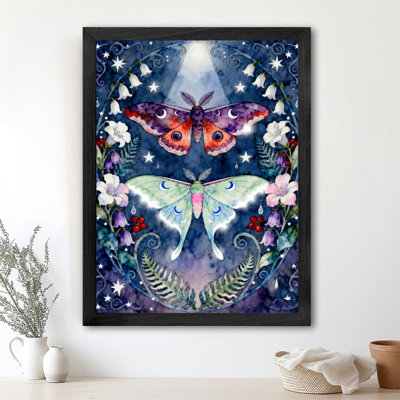 «Black Dream Vintage Butterfly», reproduction d'art encadrée de style rétro