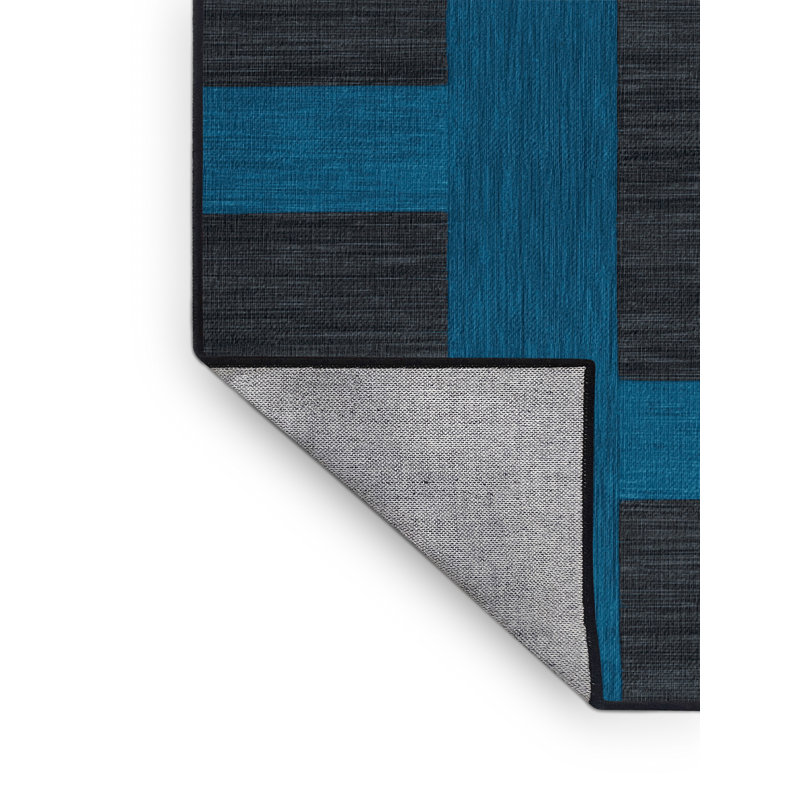 Machine Washable Checkered Black Area Rug, Round 3'