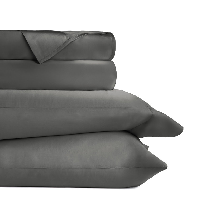 100% Rayon from Bamboo Cooling Sheet Set, Queen Sheet Set with 2 Pillowcases, Gray