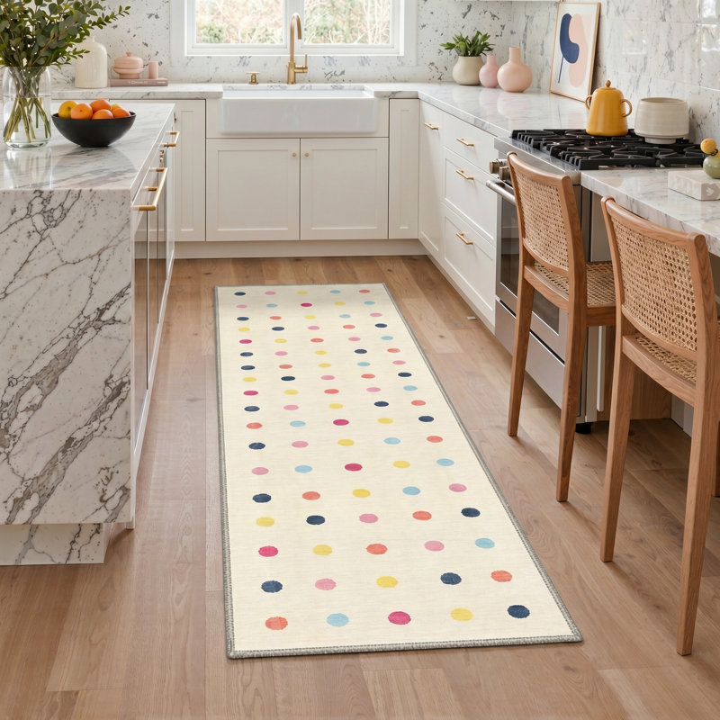 Polo Modern Machine Washable Beige Indoor Area Rug with Non-Slip Backing, Runner 2'3" x 6'