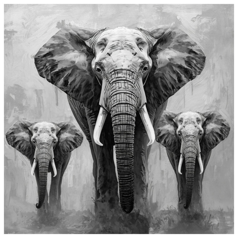 Three African Elephants Double Sided Throw Pillows, 18 x 18 inches