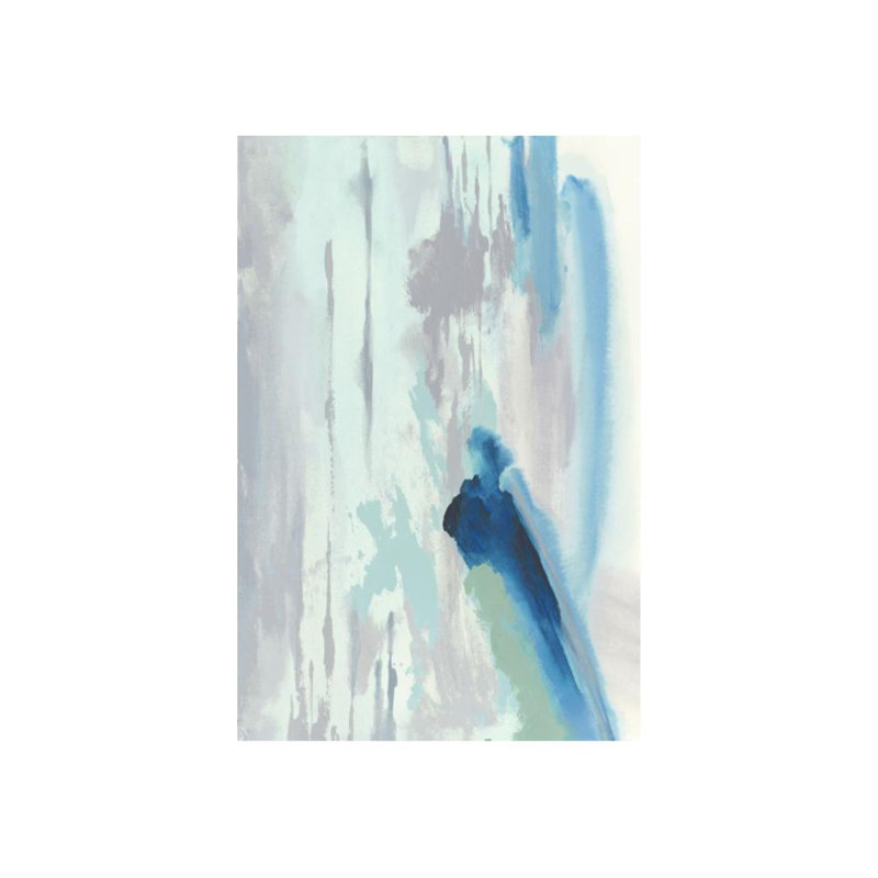 «Blue Filming II» par Janice Sadler - impression, Image au pinceau gel, H 45 po x l 30 po