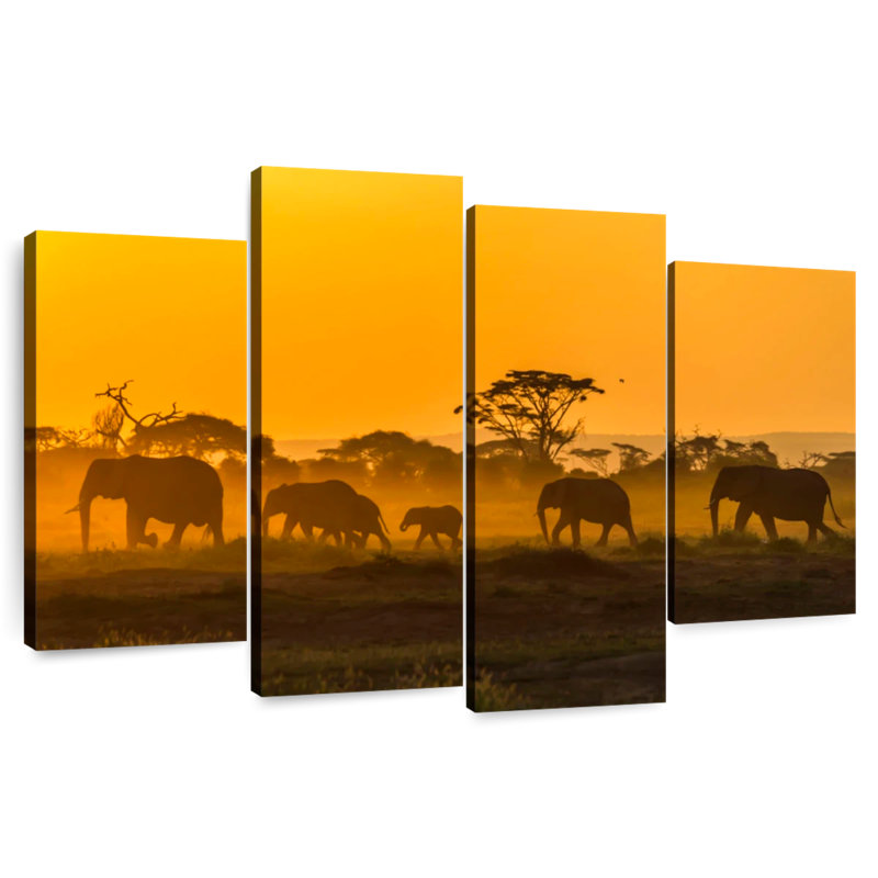 Brampt Amboseli Elephants, 32'' H x 52'' W
