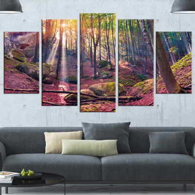 " Autumn Morning In Mystical Woods " by Designart 5 - Pieces