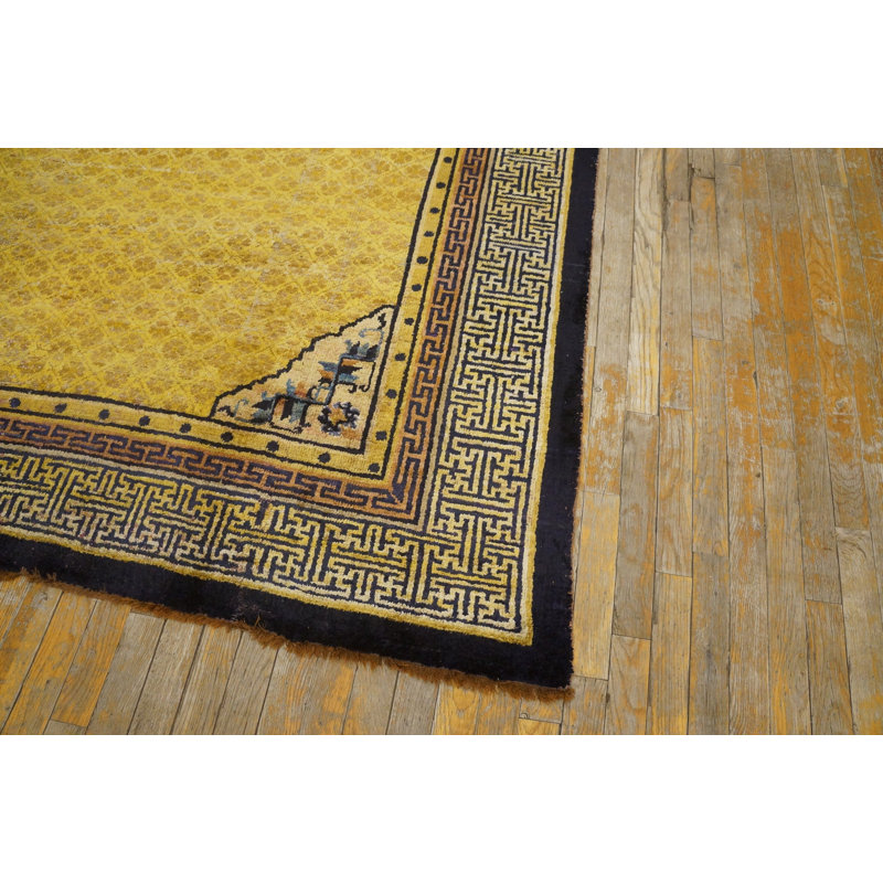 Antique Ningxia Hallway Runner Silk Gold Rug