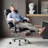Office Chair Adjustable Height Executive Desk Chair With Foot Rest Comfortable Computer Chair High Back Reclining Gaming Chair Durable Leather Rolling Work Swivel Chairs