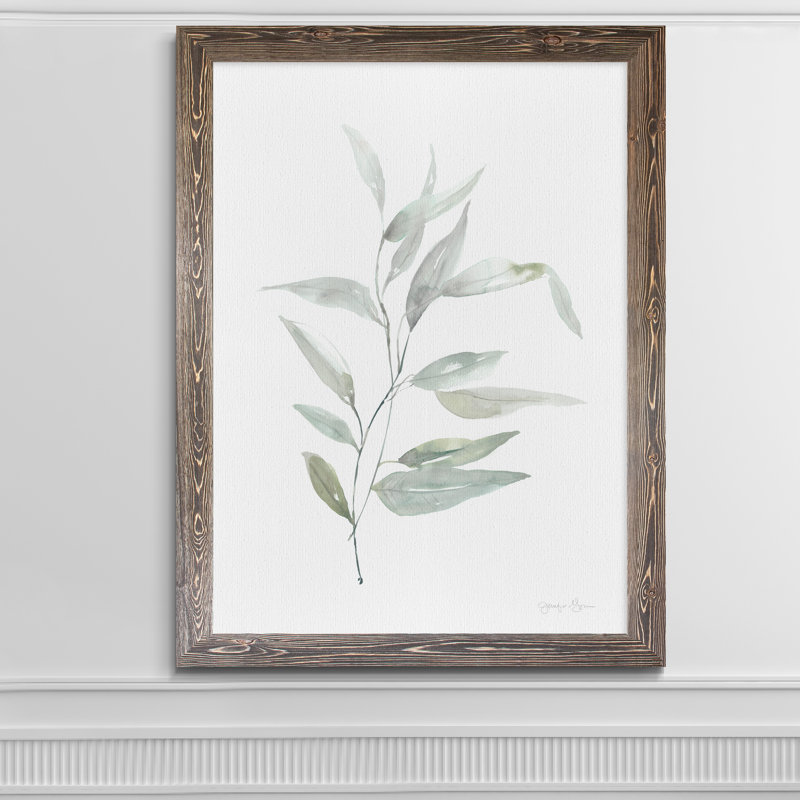 « ethereal eucalyptus ii »-impression du cadre sur verre, H 28 po x l 38 po x 1,25 po, Encadré toile espresso