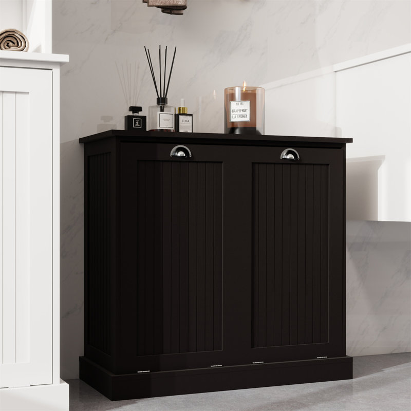 Armoire de trieur de linge à deux compartiments inclinable - noir