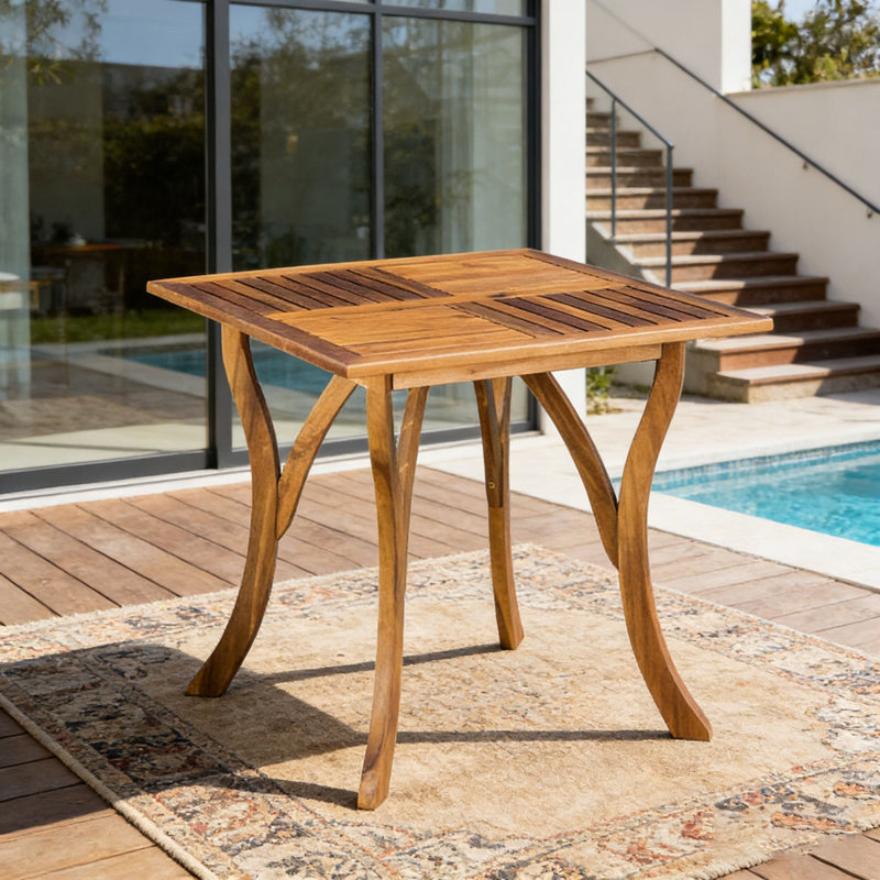 Table de salle à manger d'extérieur carrée en bois