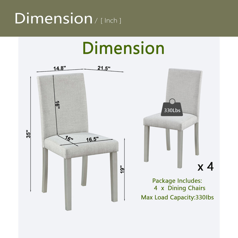 Chaises de salle à manger seulement, ensemble de chaises de salle à manger pour 4 personnes, chaise de cuisine avec siège rembourré, chaise d'appoint pour salle à manger