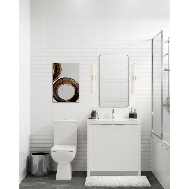 Mesa 30" W Freestanding Single Bathroom Vanity , White Gloss, White Nanomatte/Polished Nickel, Single-Hole