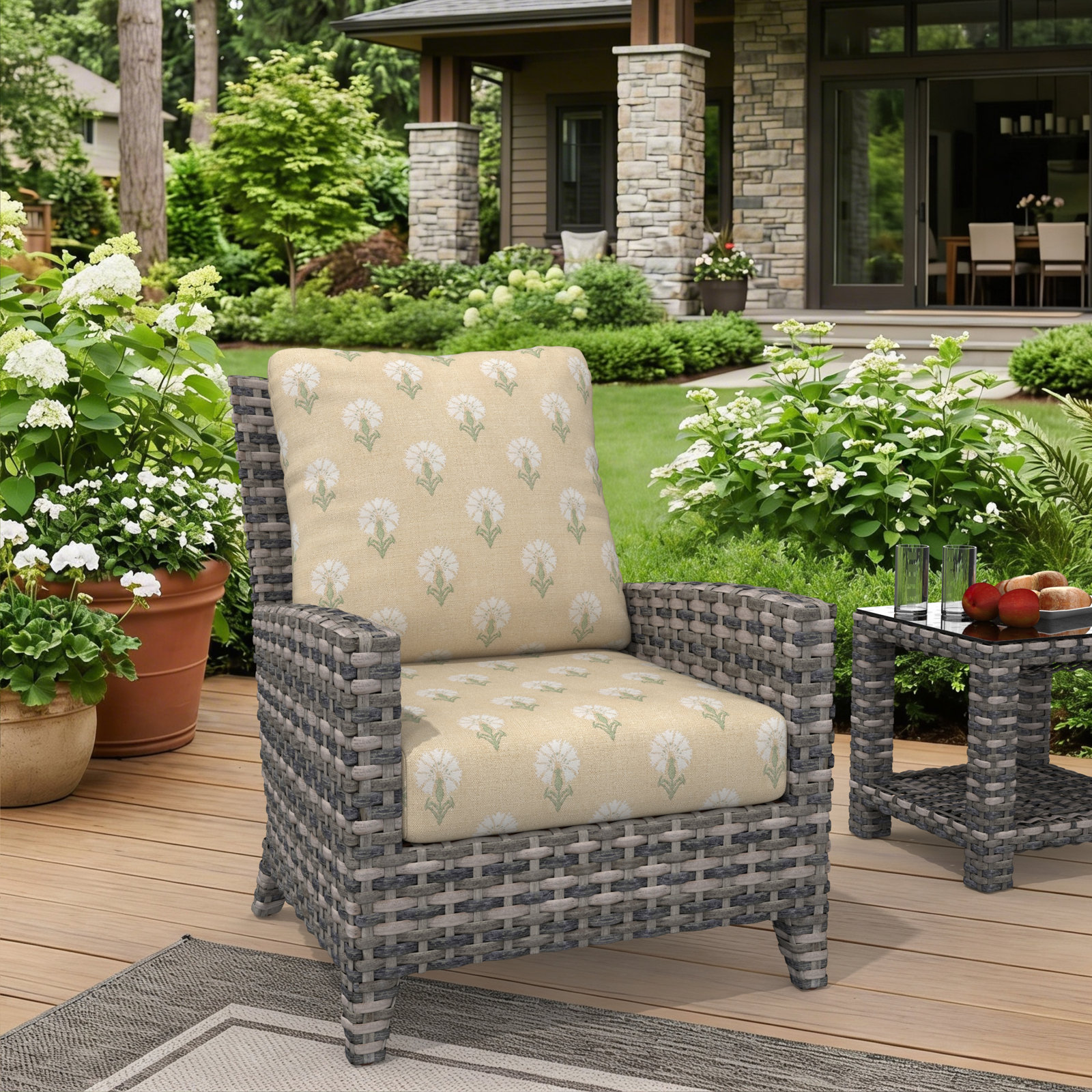 Amala 22" Sunbrella® Seat and Back Cushion, Sunbrella Mira Sunshine