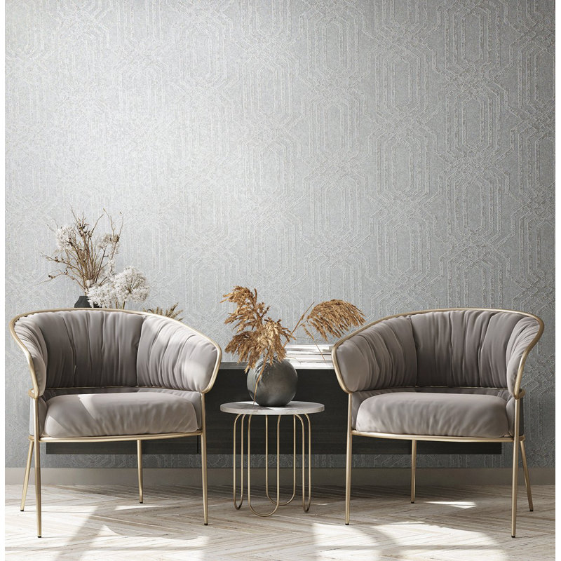 Hotel Trellis Glitter Design Wallpaper Roll, White