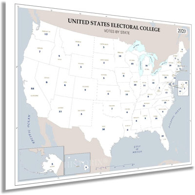 " 2020 Updated United States Electoral College Votes By State Map Poster "