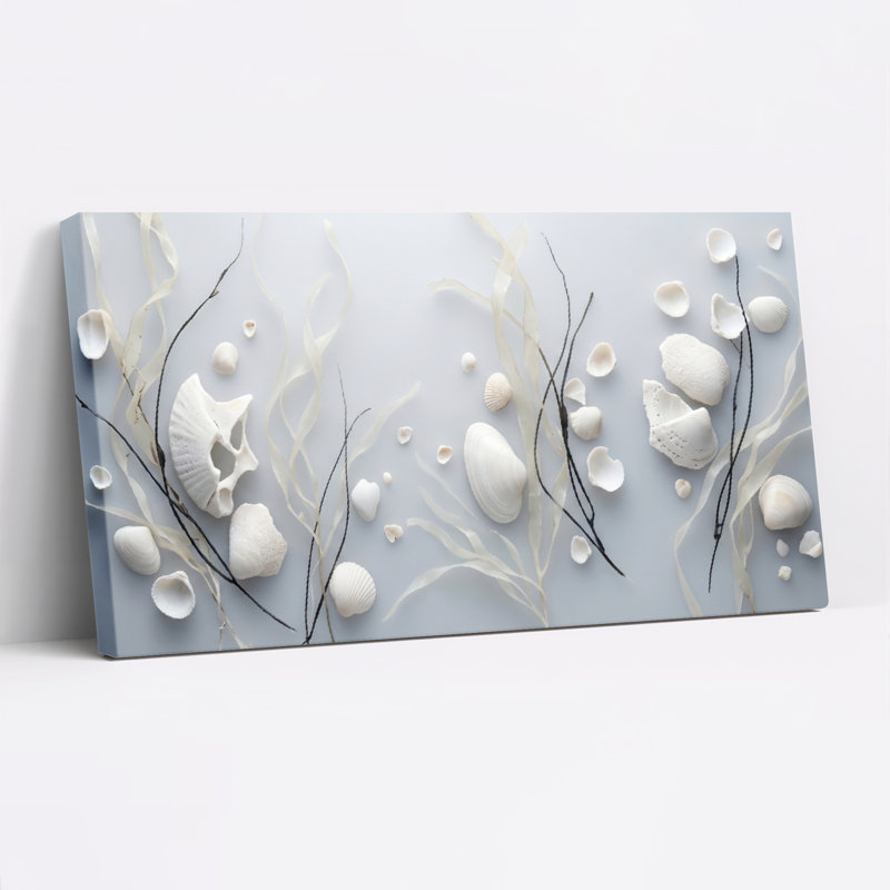 Ensemble de 1 tableau sur toile à motif de coquilles, 40“W x 20”H, Toile tendue