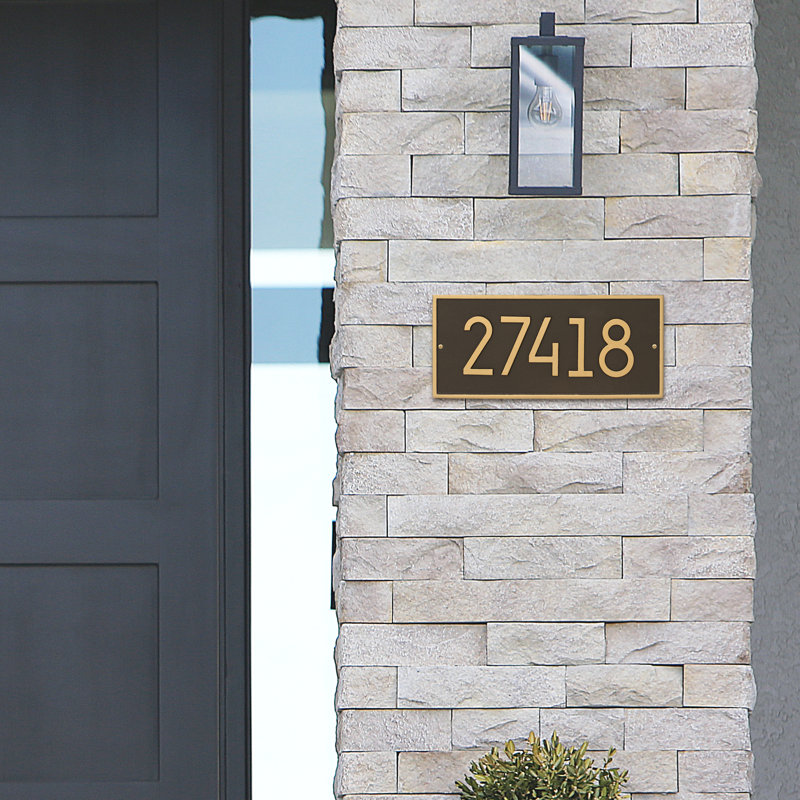 Plaque d'adresse murale 1 ligne personnalisée Hartford, Bronze vieilli / beige, Oui