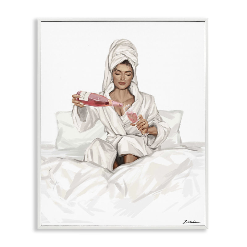 Giclée féminine encadrée, par Ziwei Li, H 20 po x l 16 po, Estampe numérique encadrée blanc bord de mer