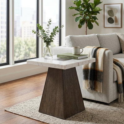 Ayleah Square Marble End Table