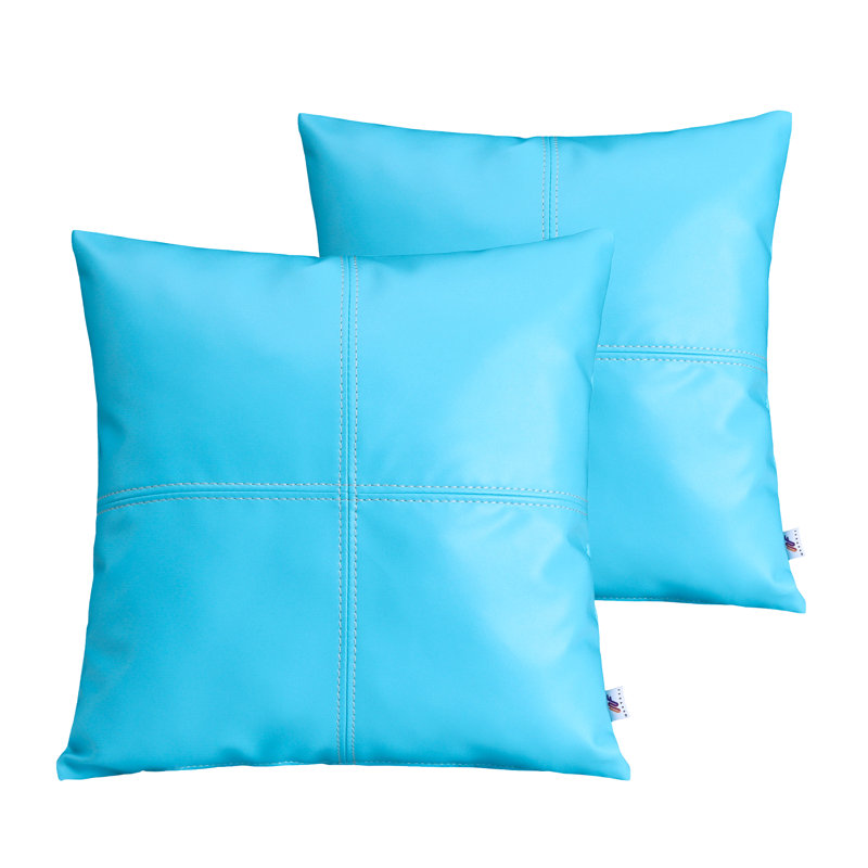Housse de coussin en similicuir, Bleu