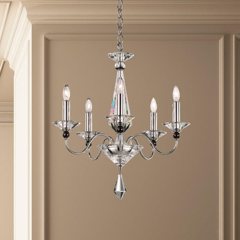 Jasmine 5 - Light Glass Chandelier, Silver, Optic Clear