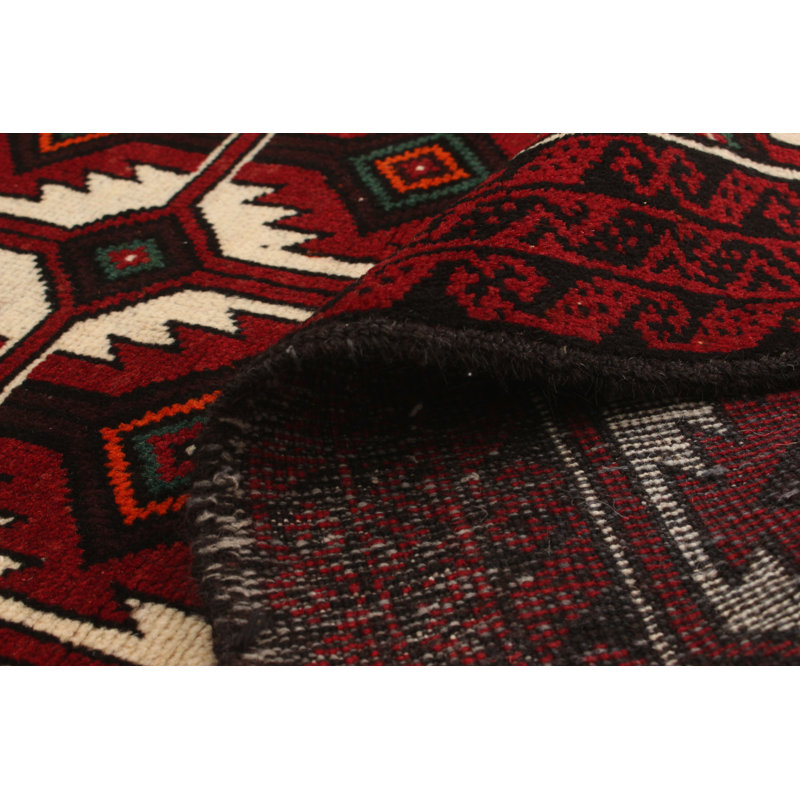 Hand-Knotted Rizbaft Red Wool Rug 3'0" X 5'1"