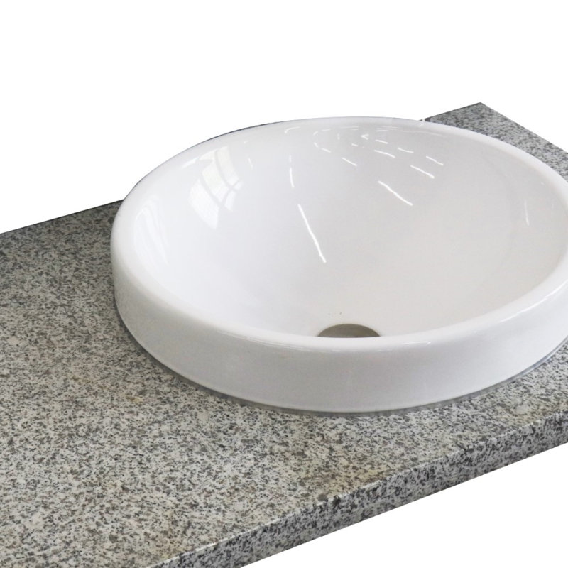 Gray Granite 37" Vanity Top with White Ceramic Sink