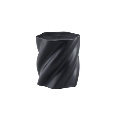 Petal Shape Side Table – Black Fiberglass Sculptural Accent Table, 19.69" High, Root-Textured Twisted Base, Stain & Heat Resistant, 300LBS Load Capacity, Modern Minimalist Art Deco For Living Room, Ap