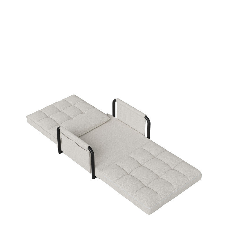 Modern Sofa Bed with Adjustable Features, White