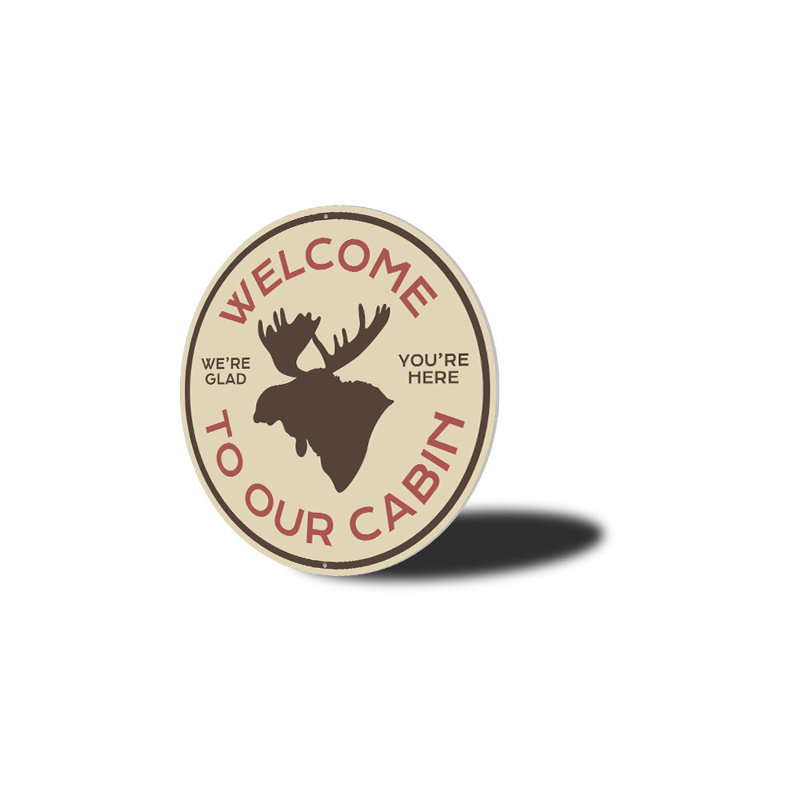 Plaque en aluminium «Moose Cabin Welcome», H 18 po x l 18 po x P 0,06 po