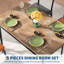 Ensemble table et chaises 5 pièces pour 4 personnes, gain de place - Plateau en bois brun moderne, structure en métal, 4 chaises rembourrées en polyuréthane - Montage facile, idéal pour la cuisine et la salle à manger - 2 chaises marron + 2 chaises noires-562867009-562867012
