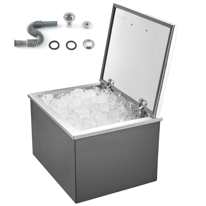 Refroidisseur à glaçons 113,7 pte Bac à glace en acier inoxydable 28 po x 20 po x 17 po